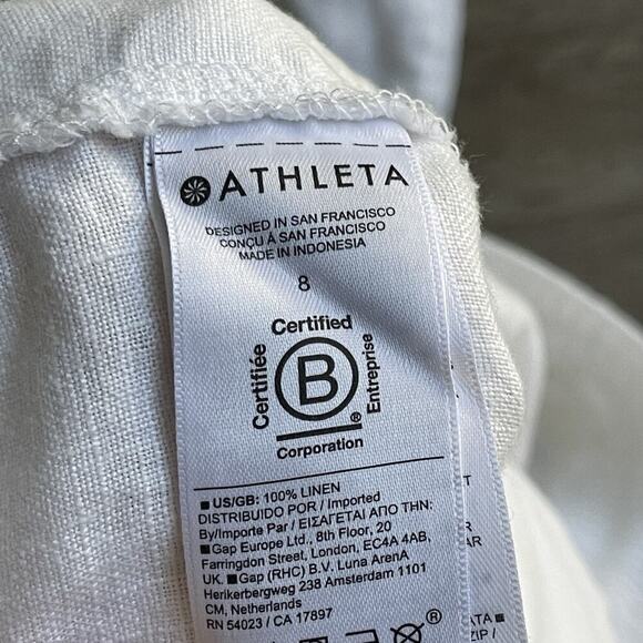 Athleta Retreat Linen High Rise Jogger Pants White Beachy Coastal Travel Size 8 - Picture 5 of 9